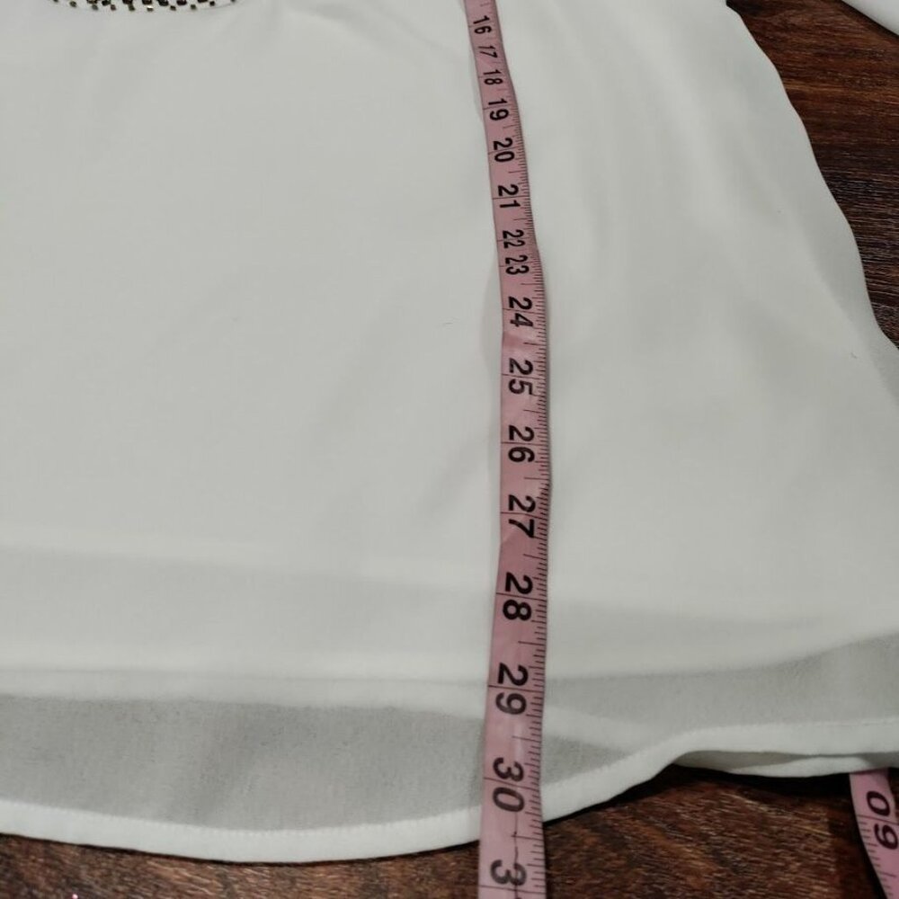 Maggie Barnes White Beaded Whimsy Artsey Lagenlook Gauzy Boho Mini Dress 14,NWT - Picture 10 of 10